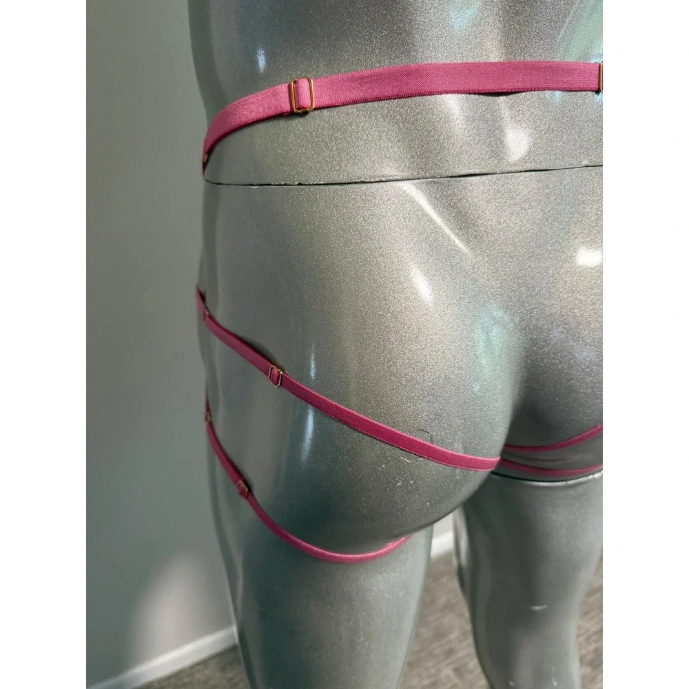 Cosabella Never Say Never Mens Strappy Lace Thong Pink Open Back Underwear NEW‎